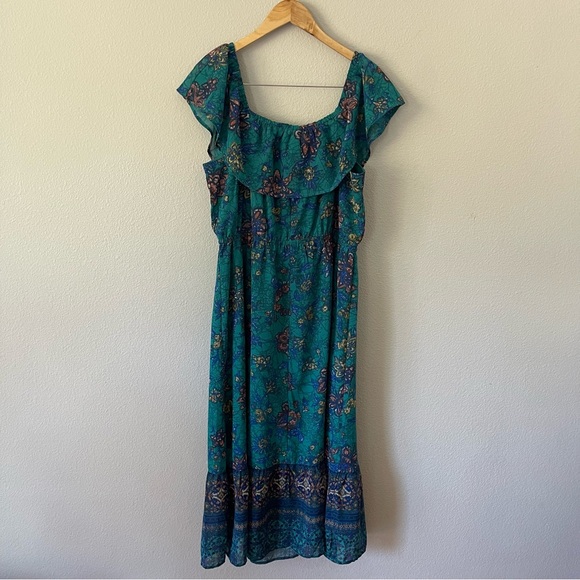 Maurices Mixed Floral Off The Shoulder Maxi Dress Size XL Fairy Fairycore - Picture 3 of 7
